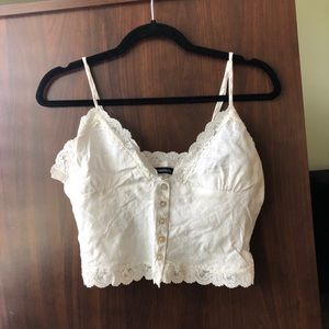 Brandy Melville white lace crop tank top